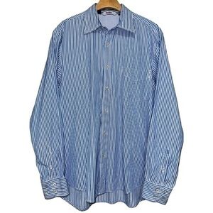 Boden Men’s Size L Blue White Striped Cotton Long Sleeve Button Down Shirt